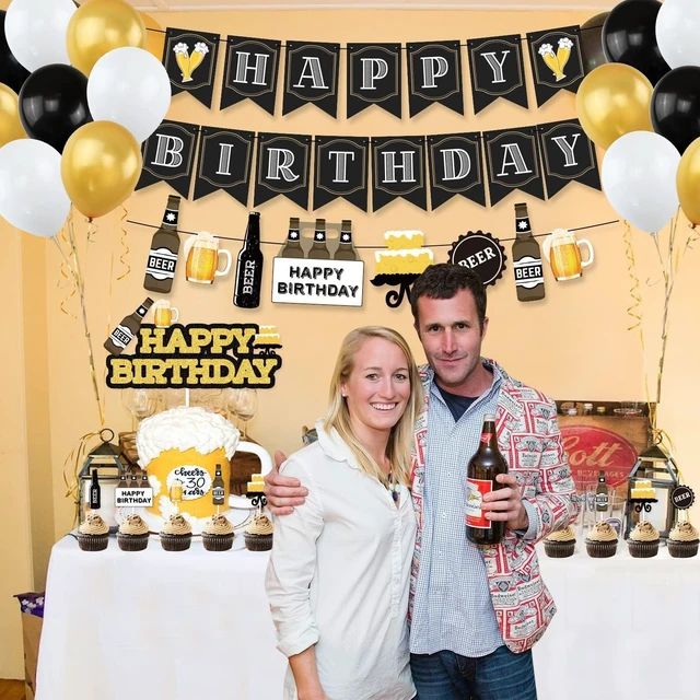 Alt view image 12 of 14 - Beer Birthday Party Decorations, Cheers and Beers Happy Birthday Party Banner Balloons Decorations Aged to Perfection Party Supplies for Men 30th 40th 50th Beer Birthdays Party Decorations