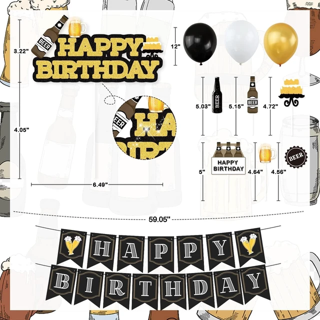 Alt view image 10 of 14 - Beer Birthday Party Decorations, Cheers and Beers Happy Birthday Party Banner Balloons Decorations Aged to Perfection Party Supplies for Men 30th 40th 50th Beer Birthdays Party Decorations