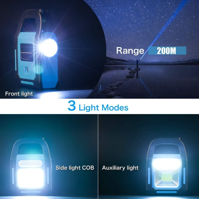 Alt view image 8 of 12 - 4 Pack 3 in 1 Solar USB Rechargeable Brightest COB LED Camping Lantern, Waterproof Emergency Flashlight LED Light