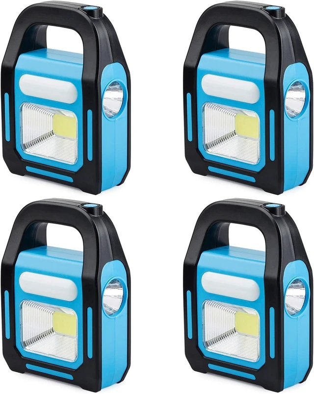 Alt view image 7 of 12 - 4 Pack 3 in 1 Solar USB Rechargeable Brightest COB LED Camping Lantern, Waterproof Emergency Flashlight LED Light