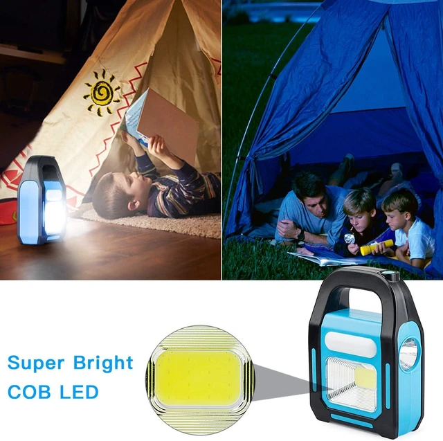 Alt view image 11 of 12 - 4 Pack 3 in 1 Solar USB Rechargeable Brightest COB LED Camping Lantern, Waterproof Emergency Flashlight LED Light