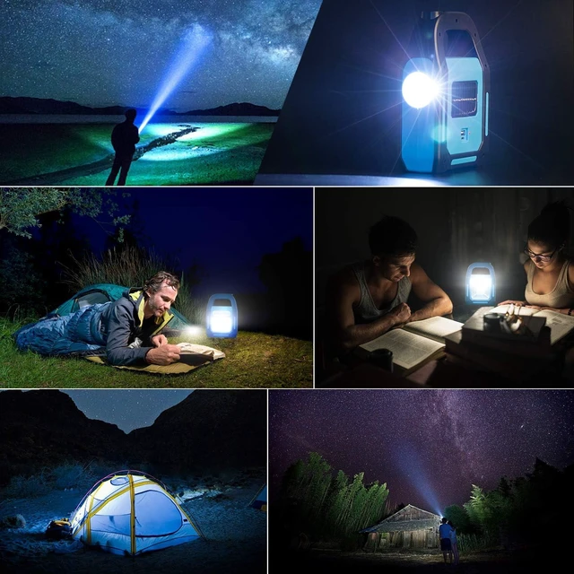 Alt view image 12 of 12 - 4 Pack 3 in 1 Solar USB Rechargeable Brightest COB LED Camping Lantern, Waterproof Emergency Flashlight LED Light