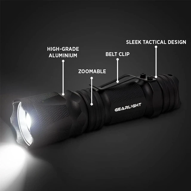 Alt view image 9 of 14 - GearLight M3 Mini LED Flashlight - 2 Bright, Small Tactical Flashlights with High Lumens and Pocket Clip for Camping, Outdoor & Emergency Use - Black