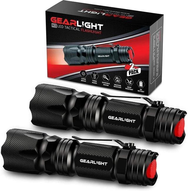 Alt view image 8 of 14 - GearLight M3 Mini LED Flashlight - 2 Bright, Small Tactical Flashlights with High Lumens and Pocket Clip for Camping, Outdoor & Emergency Use - Black
