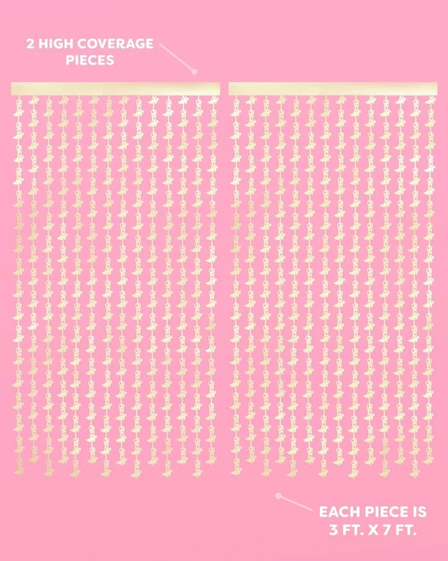 Alt view image 10 of 14 - xo, Fetti Party Decorations Gold Foil Boot Curtain - Set of 2 | Cowgirl Bachelorette Supplies, Western Birthday Photo Booth, Ranch Party Decor
