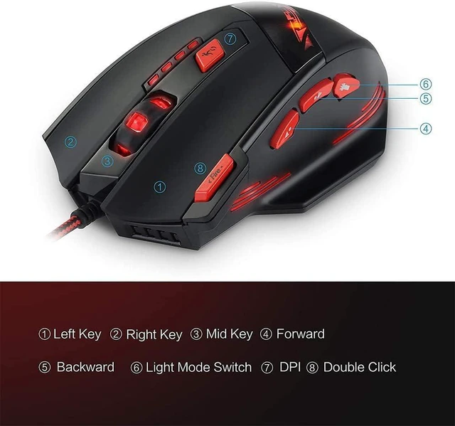 Alt view image 10 of 12 - Zelotes Wired Gaming Mouse, 9200DPI, 8 Programmable Buttons, USB Optical Ergonomic Mouse, Corded Computer Mouse, Mouse Gaming for PC, Mac, Black