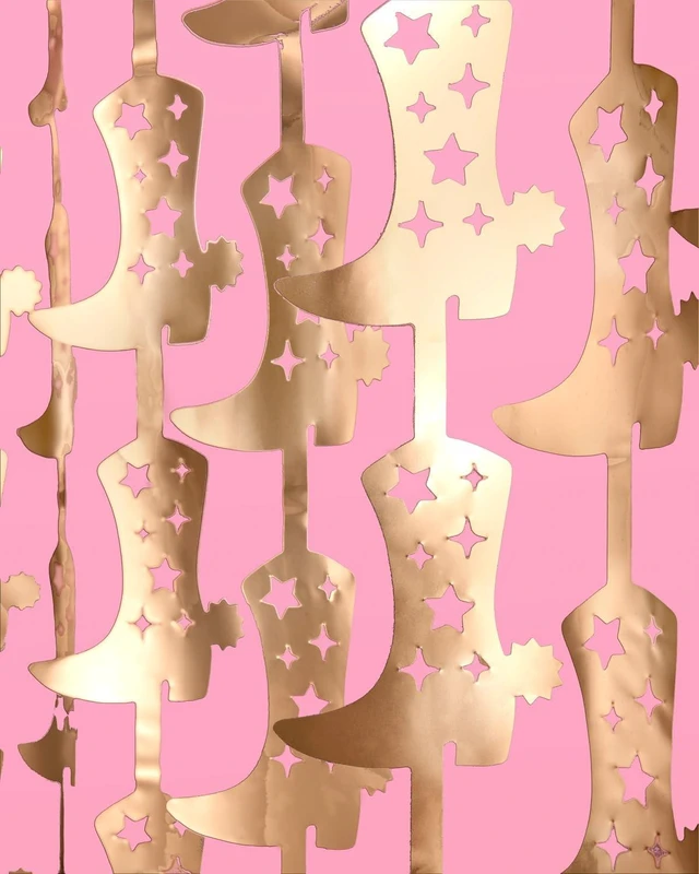 Alt view image 11 of 14 - xo, Fetti Party Decorations Gold Foil Boot Curtain - Set of 2 | Cowgirl Bachelorette Supplies, Western Birthday Photo Booth, Ranch Party Decor