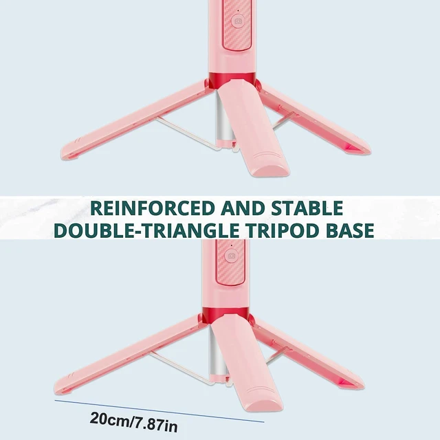 Alt view image 11 of 14 - Selfie Stick, Foldable Cellphone Tripod with Remote, Travel Tripod for iPhone Series Android, Video Recording - Pink