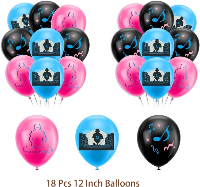 Alt view image 12 of 14 - DJ Party Supplies DJ Birthday Party Decorations Includes Happy Birthday Banner Cake Topper Cupcake Toppers Balloons for Rock DJ Theme Birthday Party Music Party