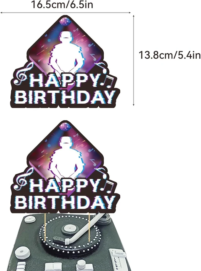 Alt view image 10 of 14 - DJ Party Supplies DJ Birthday Party Decorations Includes Happy Birthday Banner Cake Topper Cupcake Toppers Balloons for Rock DJ Theme Birthday Party Music Party