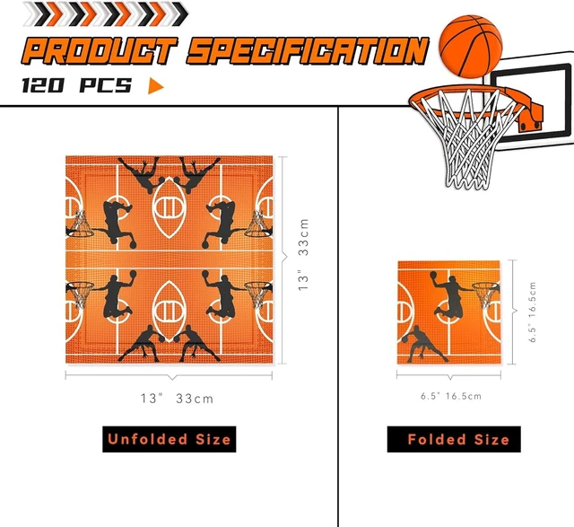 Alt view image 7 of 10 - 120 Pcs Basketball Party Napkins Basketball Birthday Party Disposable Paper Napkins Sport Party Luncheon Napkins Supplies Decoration Set