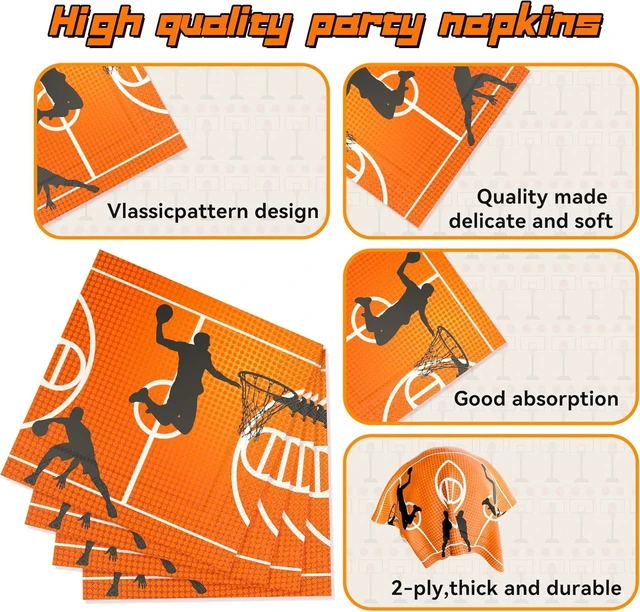 Alt view image 8 of 10 - 120 Pcs Basketball Party Napkins Basketball Birthday Party Disposable Paper Napkins Sport Party Luncheon Napkins Supplies Decoration Set