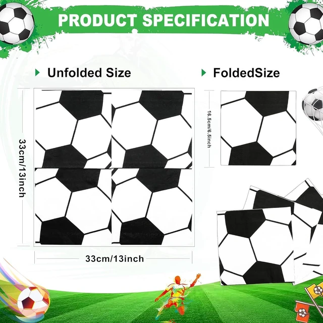 Alt view image 8 of 12 - 120 Pcs Soccer Party Napkins Soccer Birthday Party Disposable Paper Napkins Sport Party Luncheon Napkins Supplies Decoration Set