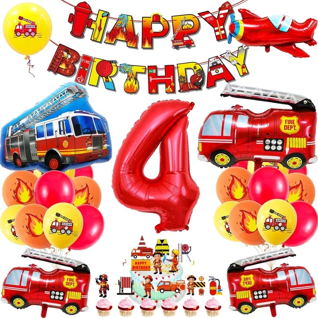 Alt view image 5 of 8 - Fire Truck Party Decorations 4 Years Old ,Fire Truck Birthday Party Balloons Fire Party Balloons Jumbo Fire Truck Balloon for Campfire Hunting Decor Rescue Theme Party Firefighter Party Supplies