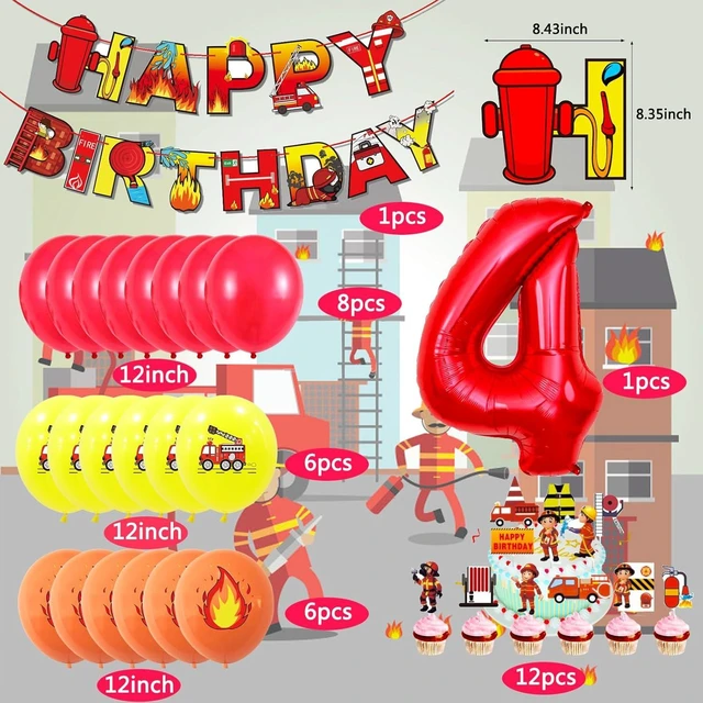 Alt view image 6 of 8 - Fire Truck Party Decorations 4 Years Old ,Fire Truck Birthday Party Balloons Fire Party Balloons Jumbo Fire Truck Balloon for Campfire Hunting Decor Rescue Theme Party Firefighter Party Supplies
