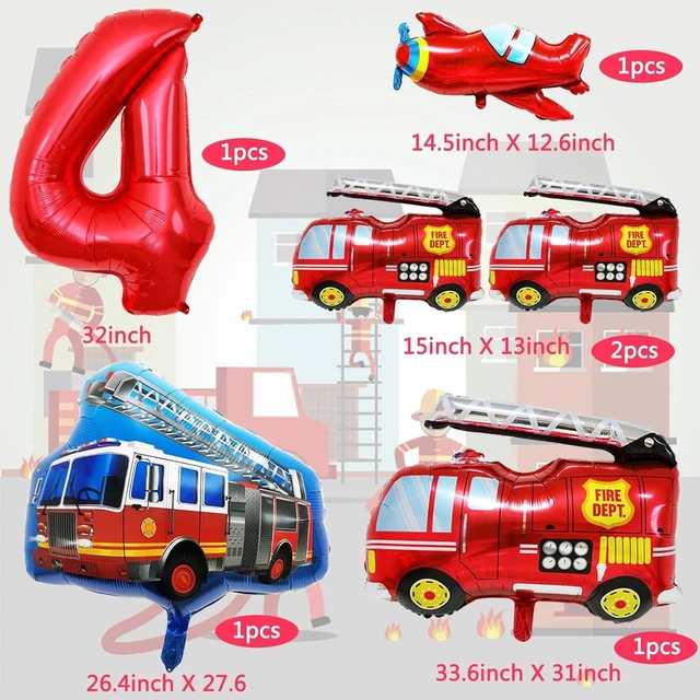 Alt view image 7 of 8 - Fire Truck Party Decorations 4 Years Old ,Fire Truck Birthday Party Balloons Fire Party Balloons Jumbo Fire Truck Balloon for Campfire Hunting Decor Rescue Theme Party Firefighter Party Supplies