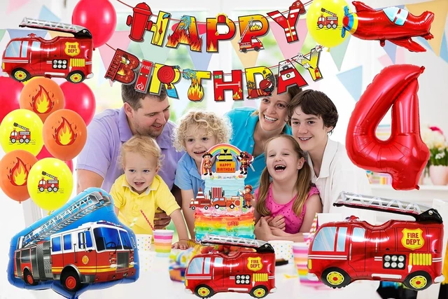 Alt view image 8 of 8 - Fire Truck Party Decorations 4 Years Old ,Fire Truck Birthday Party Balloons Fire Party Balloons Jumbo Fire Truck Balloon for Campfire Hunting Decor Rescue Theme Party Firefighter Party Supplies