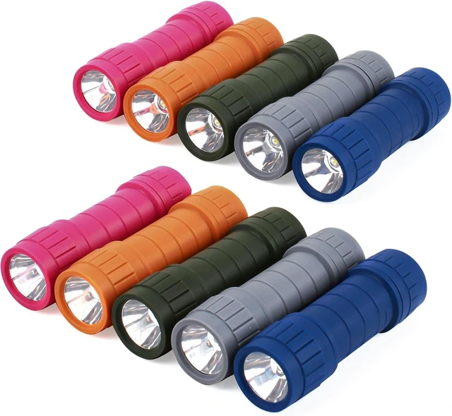 Alt view image 8 of 14 - 10-Pack Professional Outdoor Mini Flashlights Set, Super Bright 100 Lumen LED Flashlights, Small Flashlights Pack with 30-piece AAA Dry Batteries Included