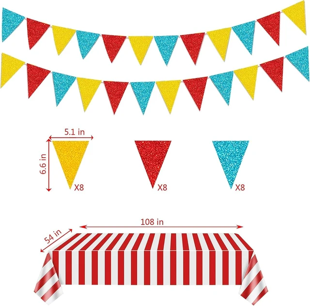 Alt view image 9 of 12 - Circus Carnival Party Decorations Happy Birthday Banner Carnival Theme Balloons Circus Themed Tablecloth for Carnival Circus Birthday Party Supplies