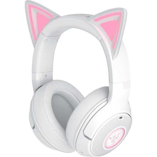 Alt view image 8 of 14 - Kraken Kitty V2 BT Wireless RGB Headset: Chroma RGB Kitty Ears & Earcups - Bluetooth 5.2-40 mm Drivers - Noise-Cancelling Mics - Lightweight - 40 Hr Battery w/Type C Charging - White