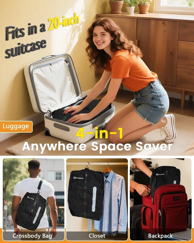 Alt view image 9 of 14 - 2Pack Vacuum Seal Bags For Clothing Travel With Wireless Pump | Waterproof Reusable Compression Bags with Shoulder Strap for Luggage and Suitcase, Space Saver Vacuum Seal Packing Cubes for Clothes