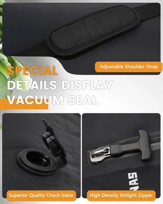 Alt view image 11 of 14 - 2Pack Vacuum Seal Bags For Clothing Travel With Wireless Pump | Waterproof Reusable Compression Bags with Shoulder Strap for Luggage and Suitcase, Space Saver Vacuum Seal Packing Cubes for Clothes
