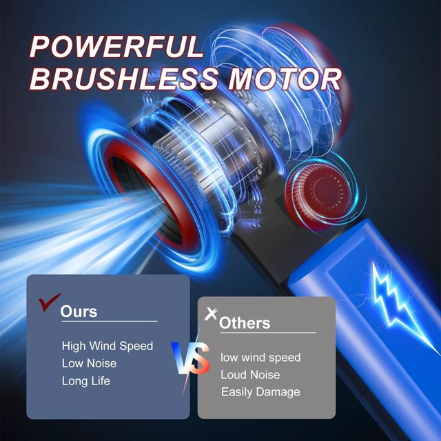 Alt view image 10 of 14 - ATEngeus Compressed Air Duster, Stepless Speed Electric Air Duster, 100500RPM Cordless Air Duster with LED Light, Rechargeable Air Blower Replaces Canned Air, Keyboard Cleaner for Laptop, PC
