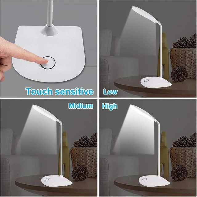 Alt view image 9 of 14 - DEEPLITE LED Desk Lamp Small Battery Powered Lamp Cordless Rechargeable Table Lamp, Flexible Portable Desk Light for Craft Study Home Office Dorm, Eye-Caring Wireless Dimmable Book Lamp for Reading