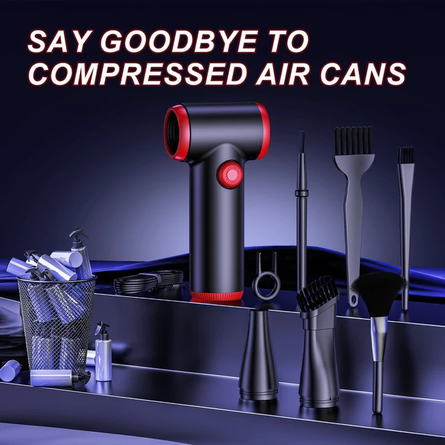 Alt view image 13 of 14 - ATEngeus Compressed Air Duster, Stepless Speed Electric Air Duster, 100500RPM Cordless Air Duster with LED Light, Rechargeable Air Blower Replaces Canned Air, Keyboard Cleaner for Laptop, PC