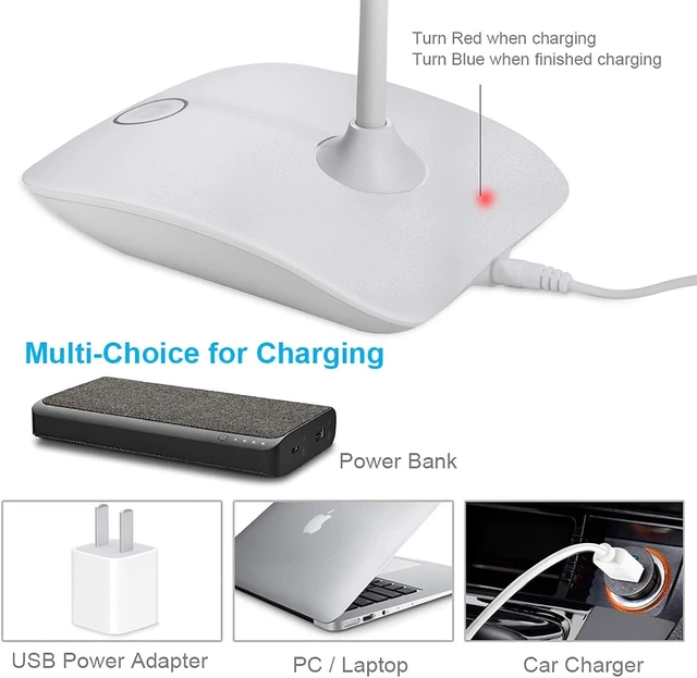 Alt view image 12 of 14 - DEEPLITE LED Desk Lamp Small Battery Powered Lamp Cordless Rechargeable Table Lamp, Flexible Portable Desk Light for Craft Study Home Office Dorm, Eye-Caring Wireless Dimmable Book Lamp for Reading