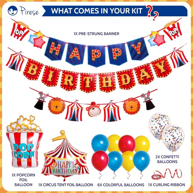 Alt view image 9 of 14 - Pirese Carnival & Circus Birthday Party Decorations - Birthday Party Supplies | Banner & Balloons Decor for Kids