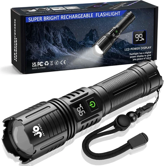 Alt view image 8 of 14 - JAY-PARK Rechargeable Flashlights 100000 Lumen, LED Flashlight with Digital Power Display and Zoomable, Flashlights High Lumen Super Bright Long Distance for Camping, bushcraft, Outdoor