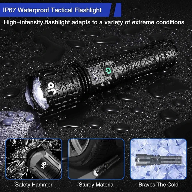 Alt view image 14 of 14 - JAY-PARK Rechargeable Flashlights 100000 Lumen, LED Flashlight with Digital Power Display and Zoomable, Flashlights High Lumen Super Bright Long Distance for Camping, bushcraft, Outdoor