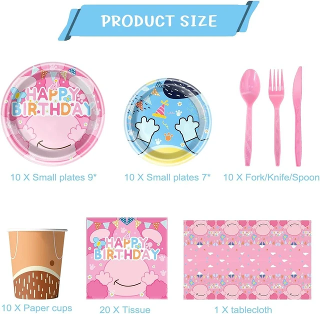 Alt view image 8 of 12 - 81Pcs Pink Dog Birthday Party Tableware Set Cute Dog Party Decoration Pink Cartoon Birthday Party Supplies