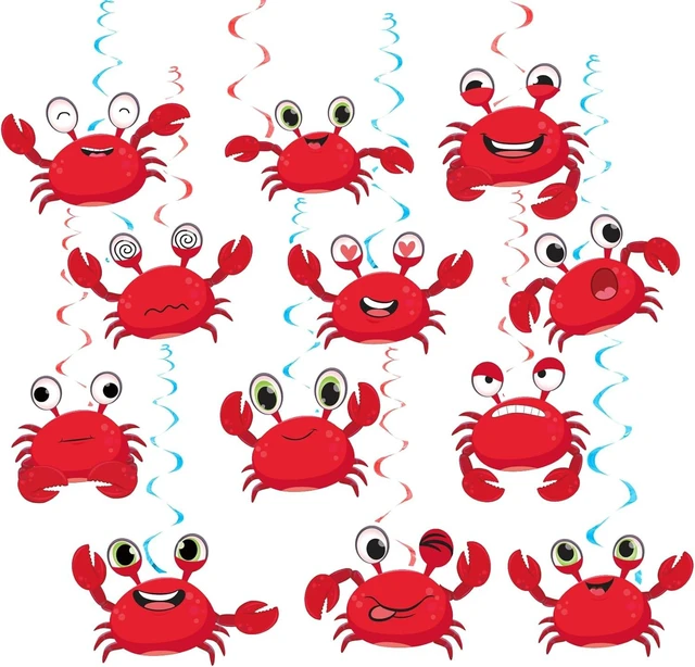 Alt view image 7 of 12 - 24 Pcs Crab Hanging Swirls Crab Party Decorations Crab Spirals Crab Ceiling Decorations Crab Party Supplies for Crab Birthday Party Ocean Decorations