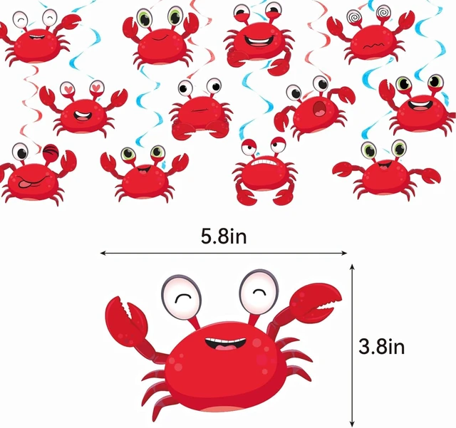 Alt view image 8 of 12 - 24 Pcs Crab Hanging Swirls Crab Party Decorations Crab Spirals Crab Ceiling Decorations Crab Party Supplies for Crab Birthday Party Ocean Decorations