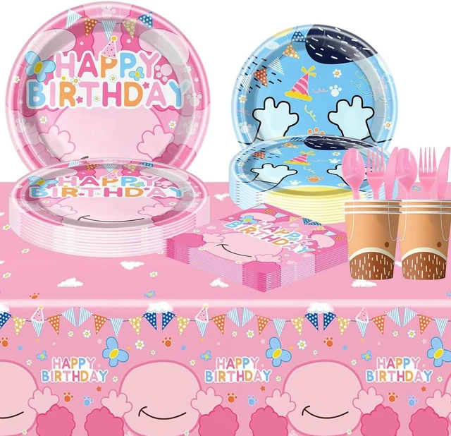 Alt view image 9 of 12 - 81Pcs Pink Dog Birthday Party Tableware Set Cute Dog Party Decoration Pink Cartoon Birthday Party Supplies
