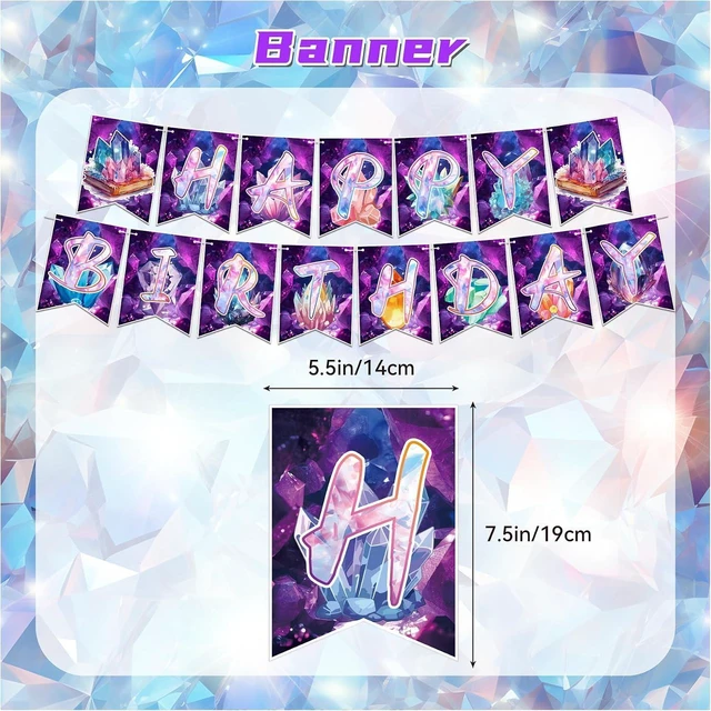 Alt view image 10 of 14 - Crystal Party Supplies Crystal Birthday Party Decorations Includes Crystal Happy Birthday Banner Cake Topper Cupcake Toppers Balloons for Crystal Diamond Birthday Party Geology Decorations