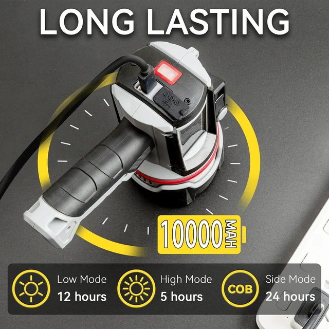 Alt view image 9 of 12 - Rechargeable Spotlight Flashlight, Super Bright 3 LED 3000000 Lumen Long Lasting Handheld Spot Light Spotlight for Hunting Boating Camping