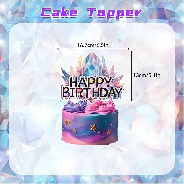 Alt view image 11 of 14 - Crystal Party Supplies Crystal Birthday Party Decorations Includes Crystal Happy Birthday Banner Cake Topper Cupcake Toppers Balloons for Crystal Diamond Birthday Party Geology Decorations