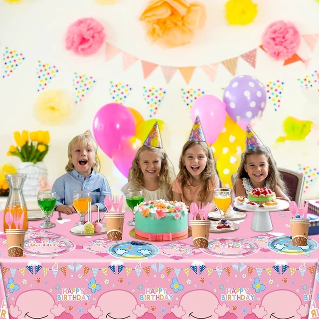 Alt view image 11 of 12 - 81Pcs Pink Dog Birthday Party Tableware Set Cute Dog Party Decoration Pink Cartoon Birthday Party Supplies