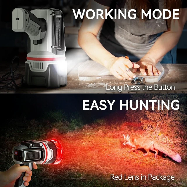 Alt view image 10 of 12 - Rechargeable Spotlight Flashlight, Super Bright 3 LED 3000000 Lumen Long Lasting Handheld Spot Light Spotlight for Hunting Boating Camping