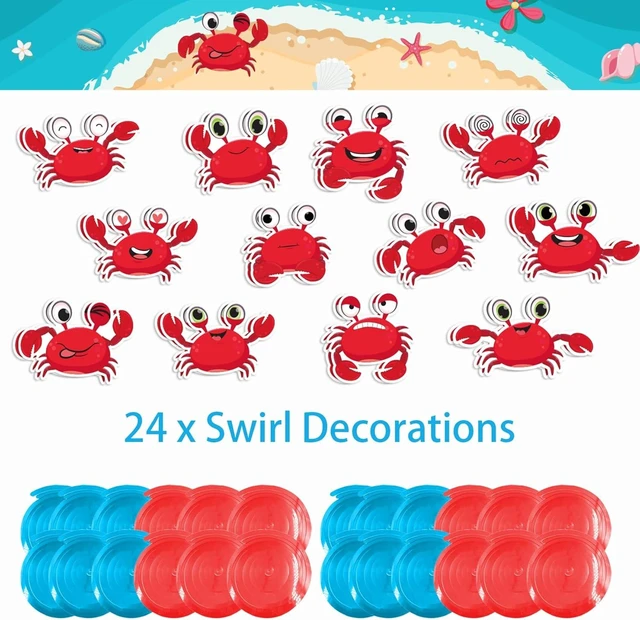 Alt view image 9 of 12 - 24 Pcs Crab Hanging Swirls Crab Party Decorations Crab Spirals Crab Ceiling Decorations Crab Party Supplies for Crab Birthday Party Ocean Decorations