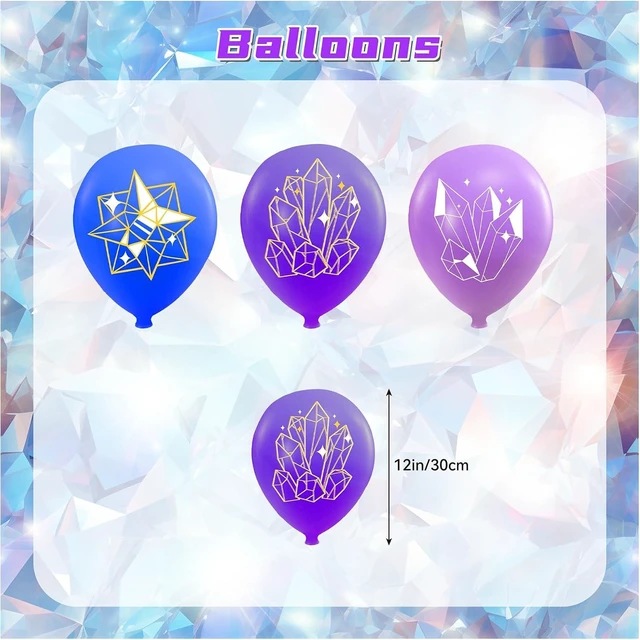 Alt view image 13 of 14 - Crystal Party Supplies Crystal Birthday Party Decorations Includes Crystal Happy Birthday Banner Cake Topper Cupcake Toppers Balloons for Crystal Diamond Birthday Party Geology Decorations