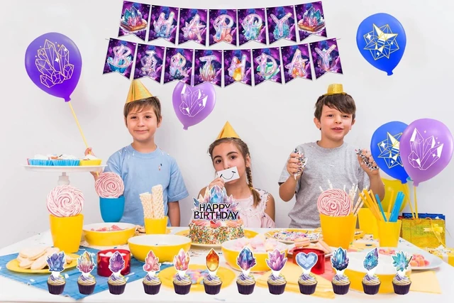 Alt view image 14 of 14 - Crystal Party Supplies Crystal Birthday Party Decorations Includes Crystal Happy Birthday Banner Cake Topper Cupcake Toppers Balloons for Crystal Diamond Birthday Party Geology Decorations