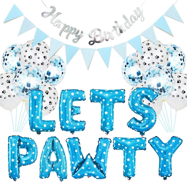 Alt view image 6 of 10 - Dog Cat Birthday Party Supplies - Paw Print Balloons, Sequined Balloons, Happy Birthday Banner, Pet Party Decoration