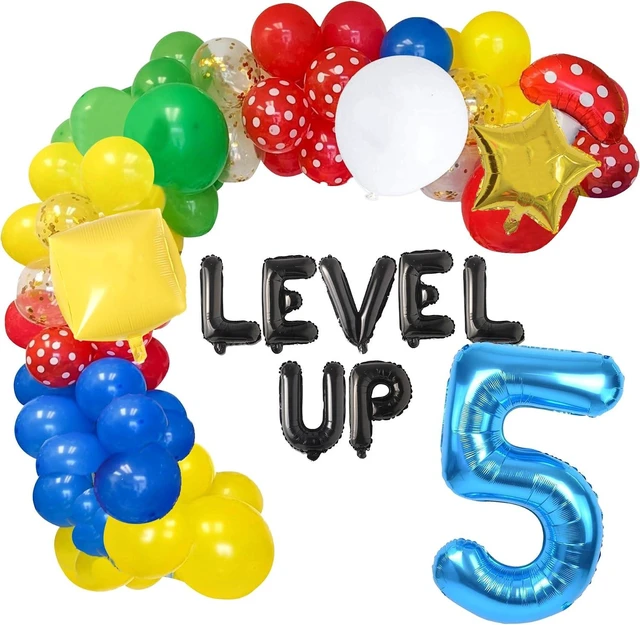 Alt view image 7 of 12 - HOMEZZO Video Game 5th Birthday Party Supplies, Level Up Letter Balloons, Boo Balloon, Balloons Arch for Kids 5th Birthday Decorations