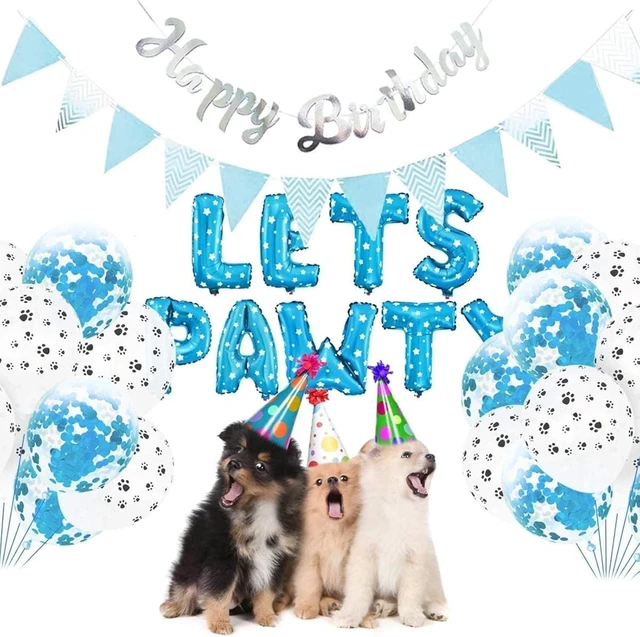 Alt view image 8 of 10 - Dog Cat Birthday Party Supplies - Paw Print Balloons, Sequined Balloons, Happy Birthday Banner, Pet Party Decoration