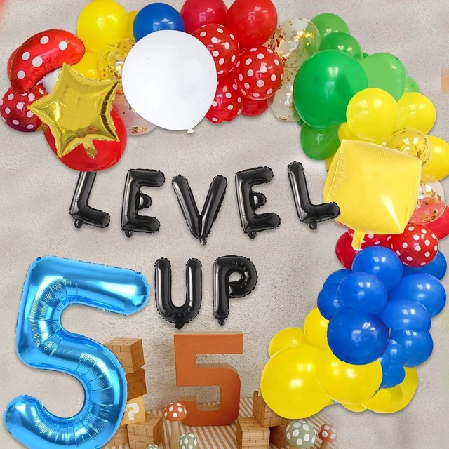 Alt view image 10 of 12 - HOMEZZO Video Game 5th Birthday Party Supplies, Level Up Letter Balloons, Boo Balloon, Balloons Arch for Kids 5th Birthday Decorations