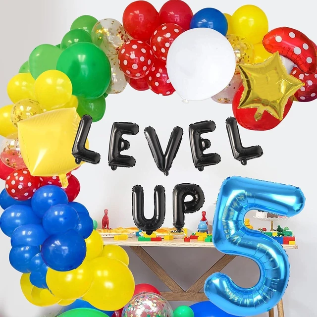 Alt view image 11 of 12 - HOMEZZO Video Game 5th Birthday Party Supplies, Level Up Letter Balloons, Boo Balloon, Balloons Arch for Kids 5th Birthday Decorations